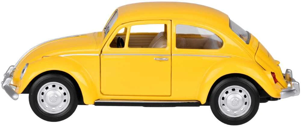 Metalinis automobilis Volkswagen Classical Beetle 1967 su garso ir šviesos efektais, geltonas