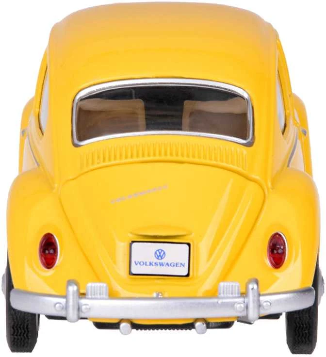 Metalinis automobilis Volkswagen Classical Beetle 1967 su garso ir šviesos efektais, geltonas