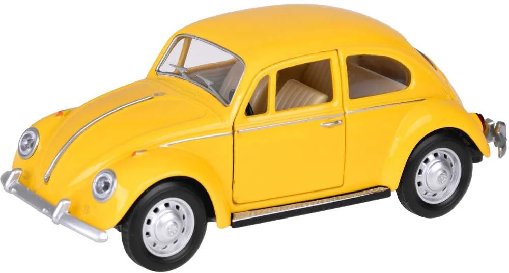 Metalinis automobilis Volkswagen Classical Beetle 1967 su garso ir šviesos efektais, geltonas