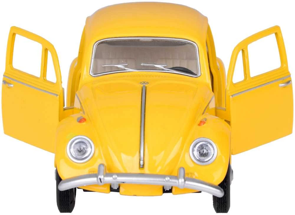 Metalinis automobilis Volkswagen Classical Beetle 1967 su garso ir šviesos efektais, geltonas