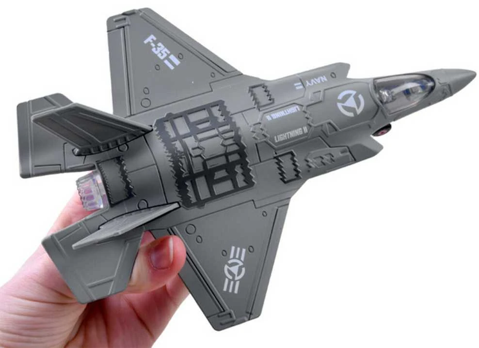 Metalinis karinis naikintuvas F-25 su garsais ir šviesom, pilkas