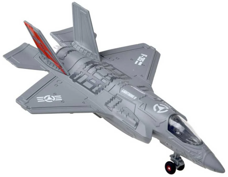 Metalinis karinis naikintuvas F-25 su garsais ir šviesom, pilkas