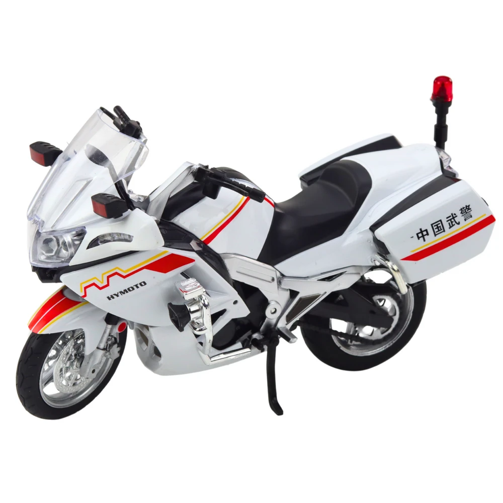 Metalinis motociklo modelis su šviesos ir garso efektais, 1:12, baltas su linijomis