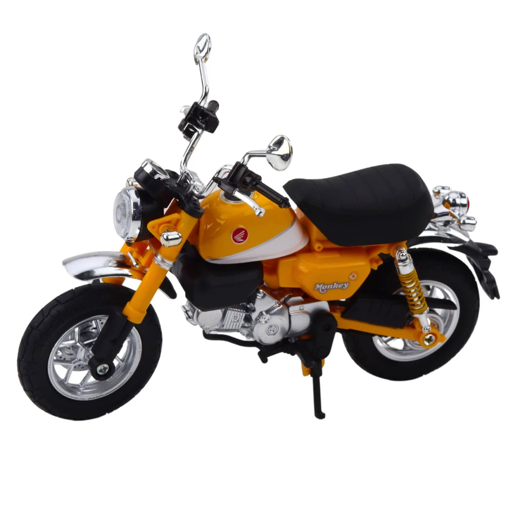 Metalinis retro motociklo modelis su šviesos efektais, 1:12, geltonas