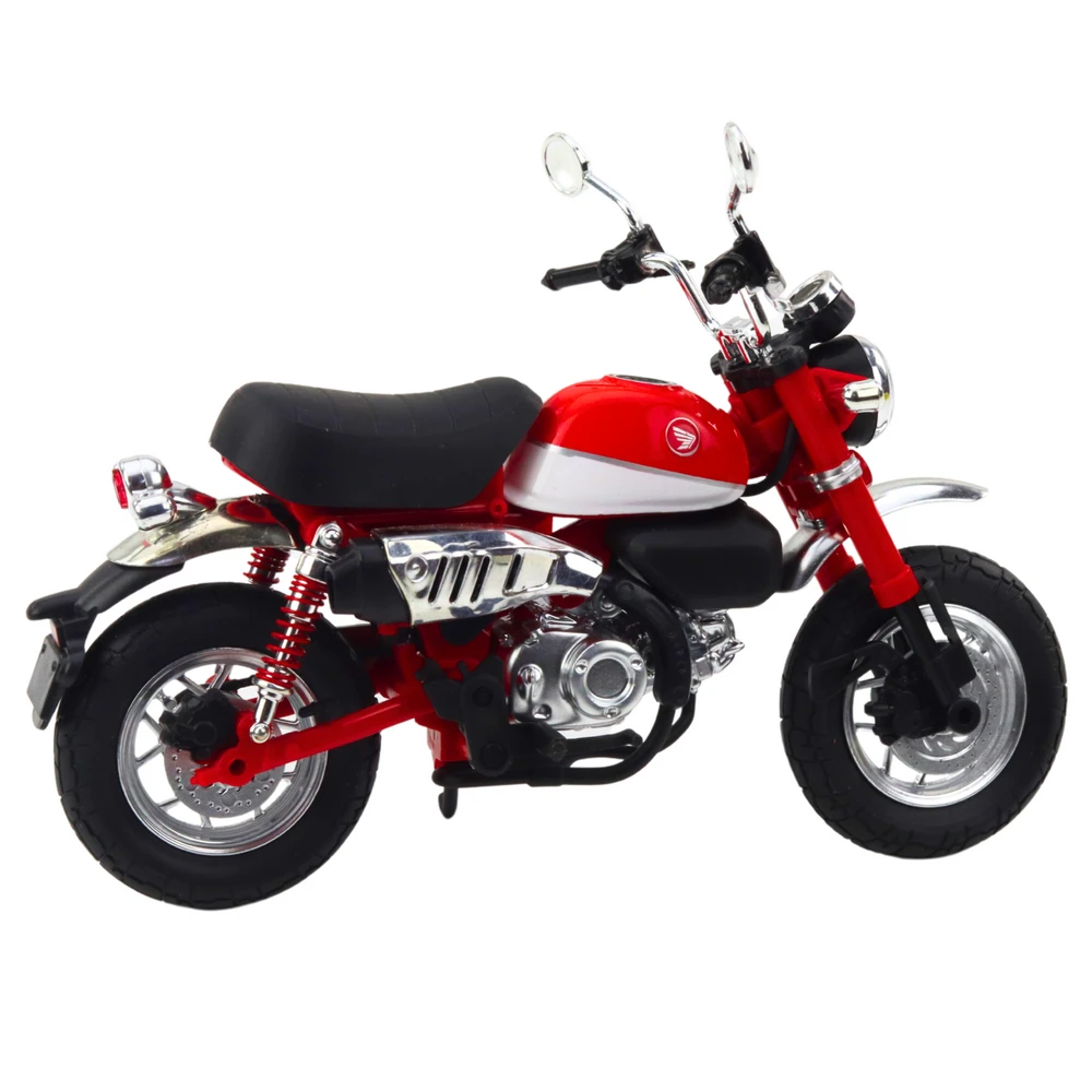 Metalinis retro motociklo modelis su šviesos efektais, 1:12, raudonas
