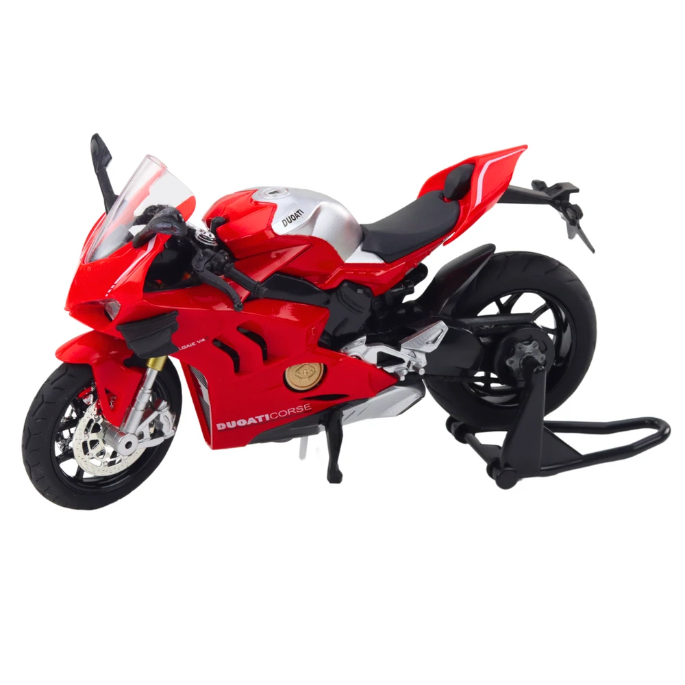 Metalinis sportinio motociklo modelis su šviesos ir garso efektais, 1:12, raudonas