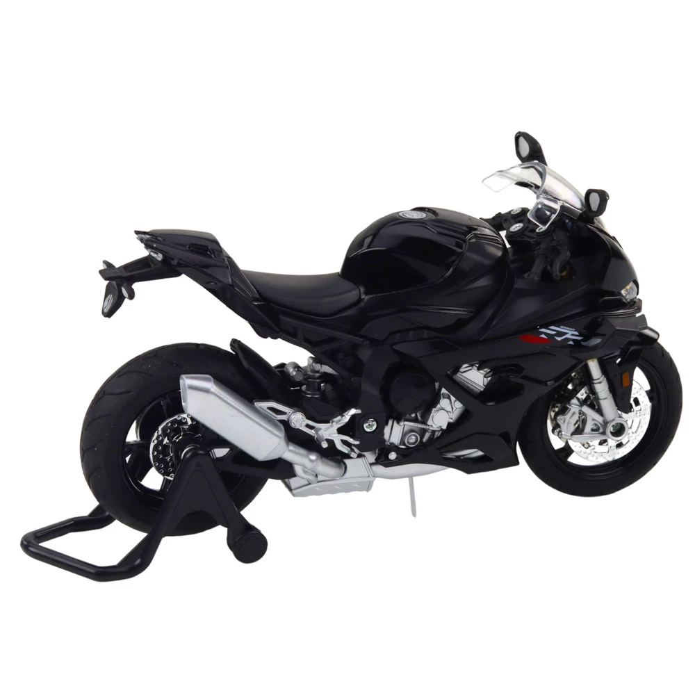 Metalinis sportinio motociklo modelis su šviesos ir garso efektais S1000 1:12, juodas