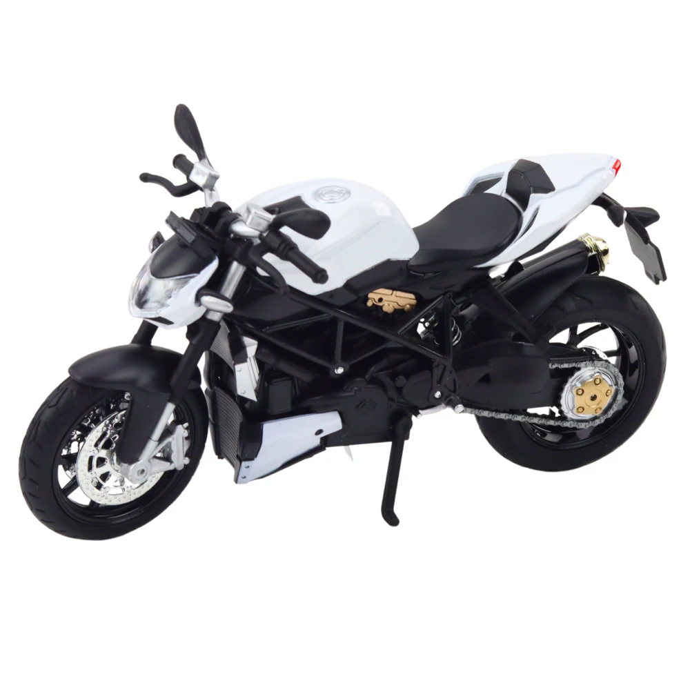 Metalinis sportinio motociklo modelis su šviesos ir garso efektais, 1:12, baltas