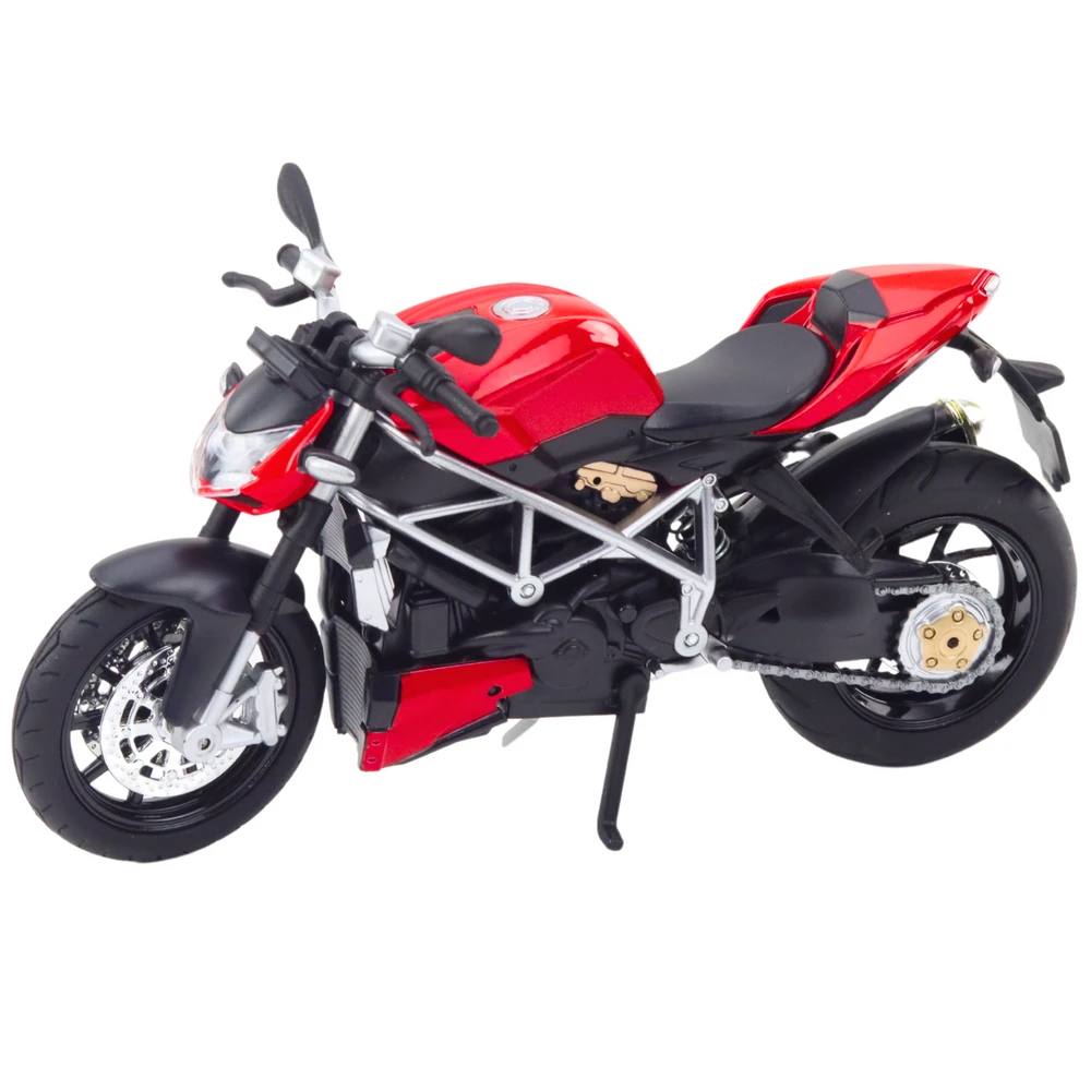 Metalinis sportinio motociklo modelis su šviesos ir garso efektais, 1:12, raudonas/sidabrinis