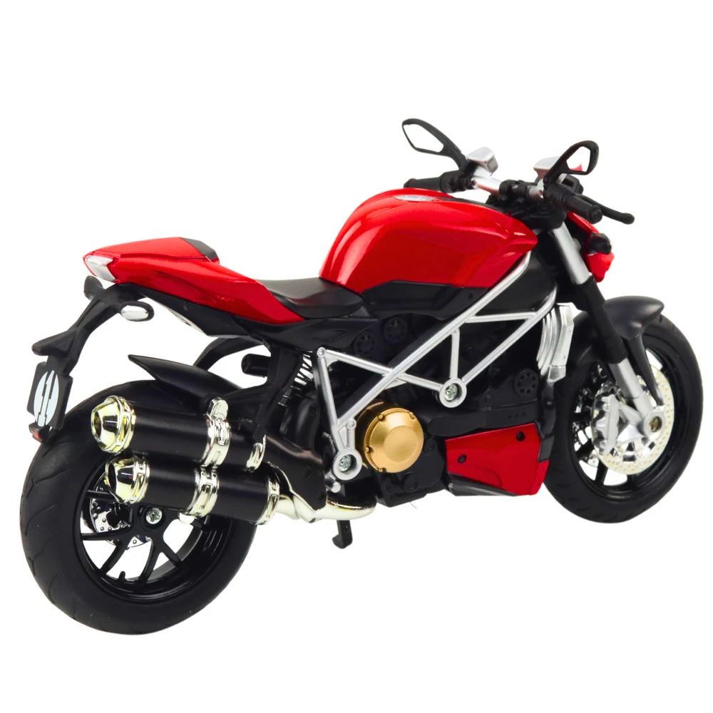 Metalinis sportinio motociklo modelis su šviesos ir garso efektais, 1:12, raudonas/sidabrinis