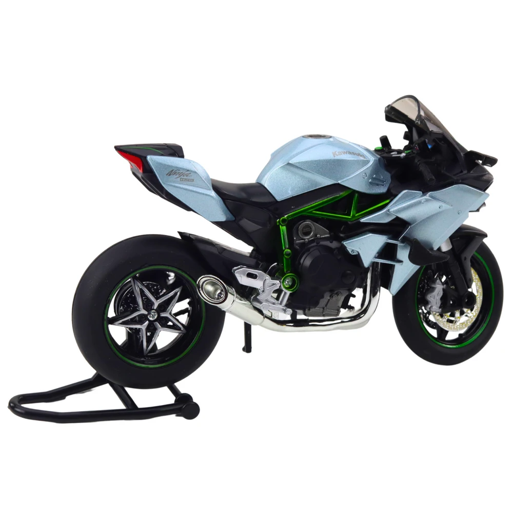 Metalinis sportinio motociklo modelis su šviesos ir garso efektais, 1:12, sidabrinis