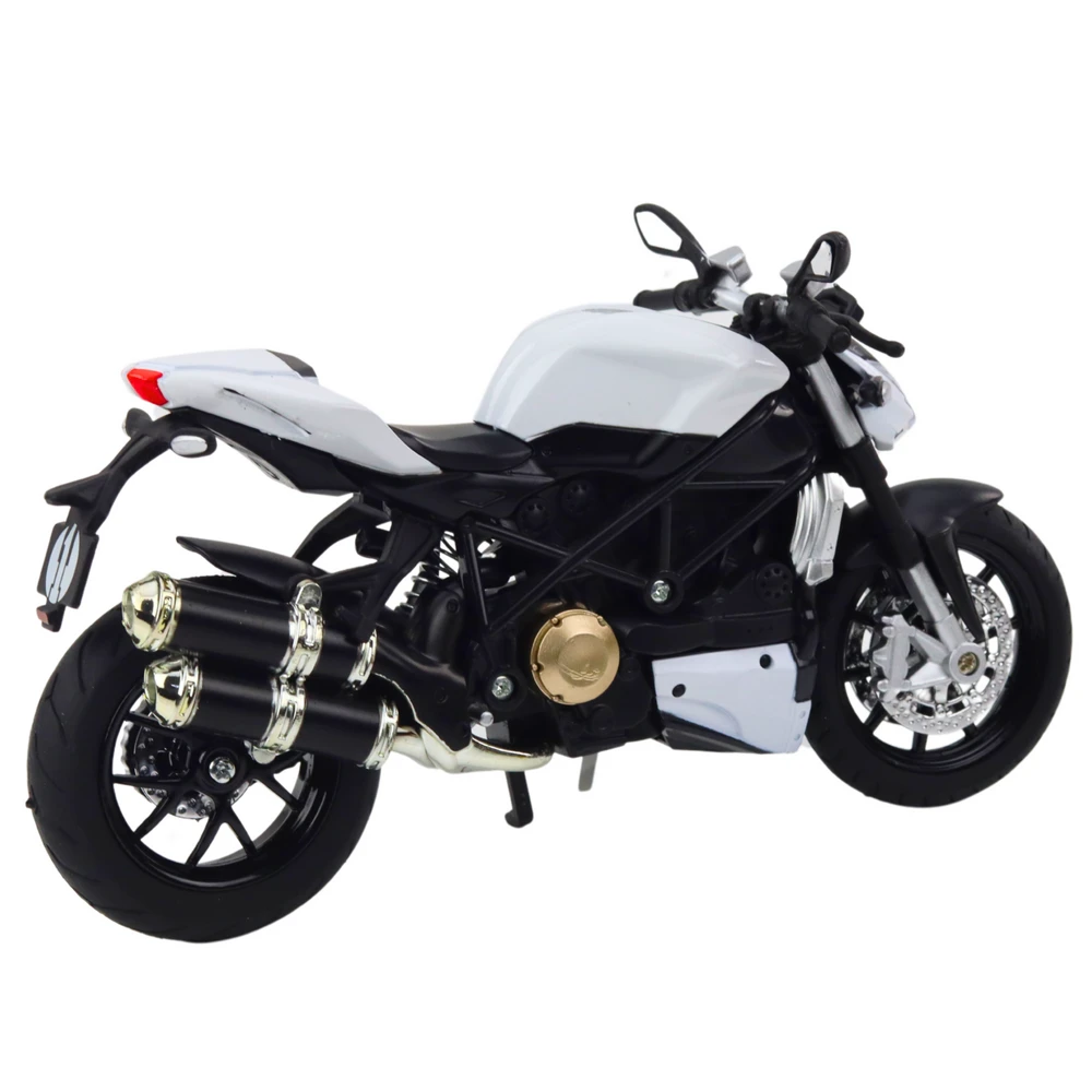 Metalinis sportinio motociklo modelis su šviesos ir garso efektais, 1:12, baltas