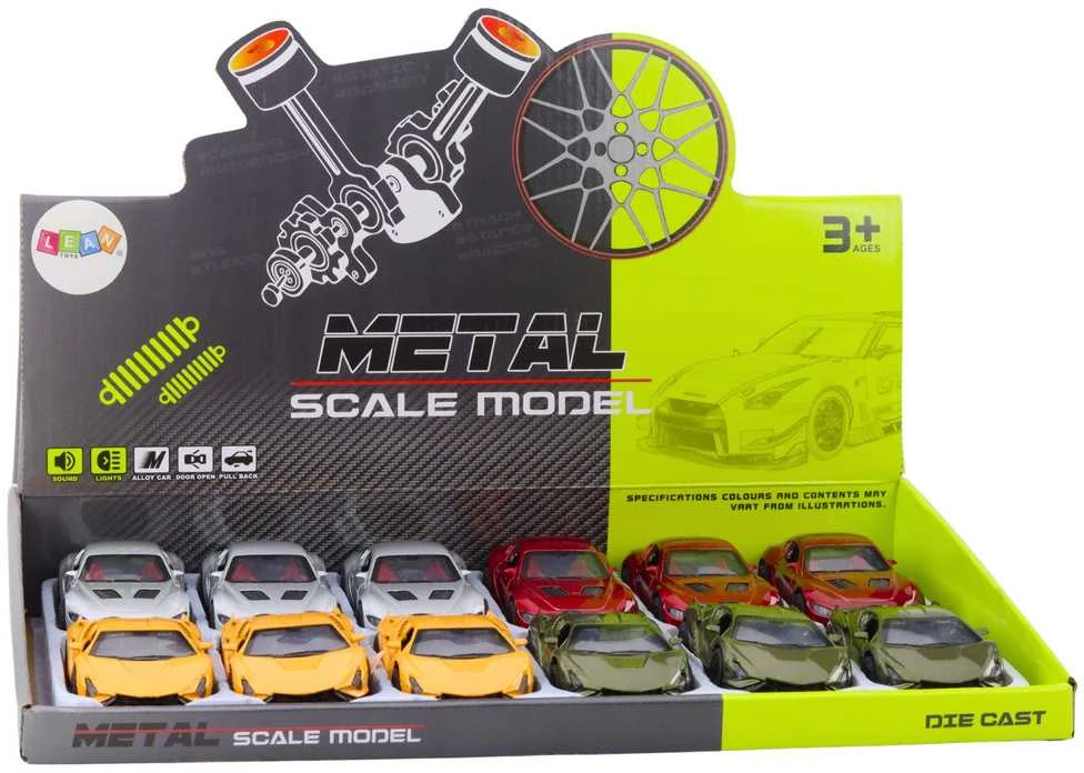 Metalinis sportinis automobilis su šviesos ir garso efektais (1 vnt.)