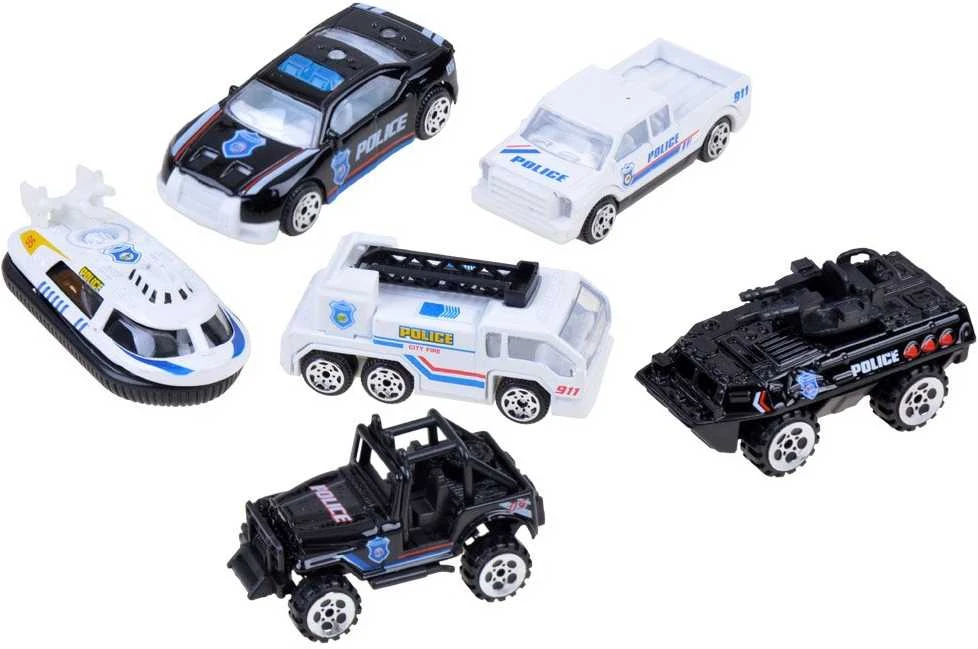 Metalinių policijos transporto priemonių rinkinys, 6 vnt.