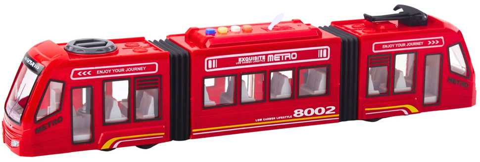 Metro traukinys su šviesos ir garso efektais, 1:16, raudonas