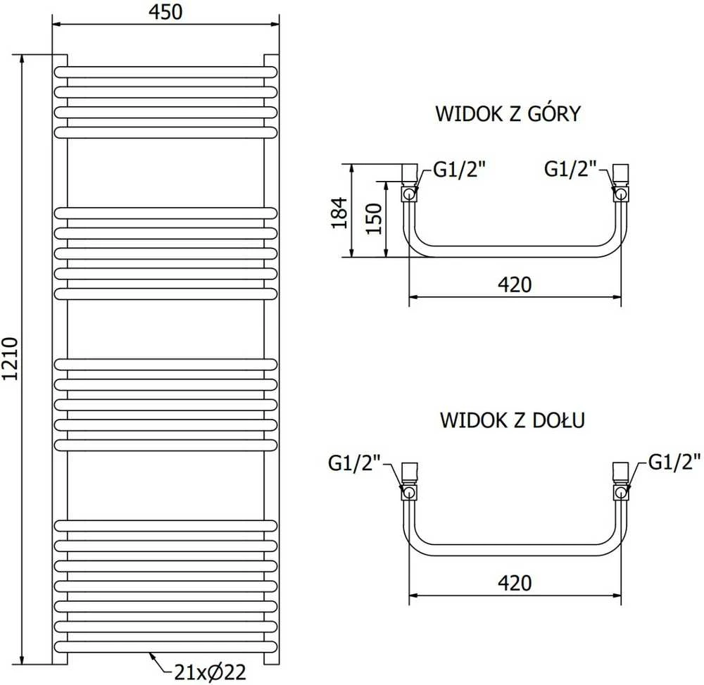 Mexen Apollo elektrinis radiatorius, 1210 x 450 mm, 600 W, juodas