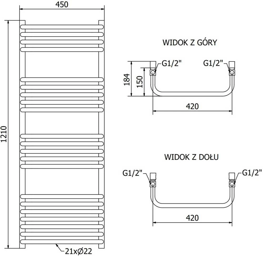 Mexen Apollo elektrinis radiatorius, 1210 x 450 mm, 600 W, baltas