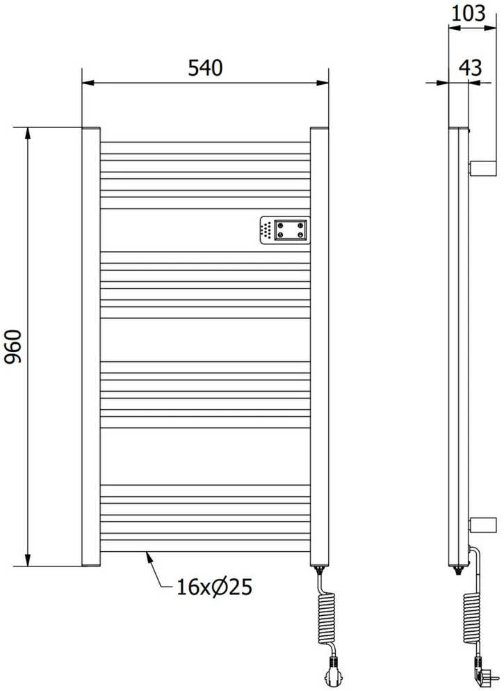 Mexen Aran elektrinis radiatorius, 960 x 500 mm, 500 W, baltas