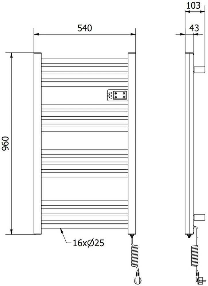 Mexen Aran elektrinis radiatorius, 960 x 500 mm, 500 W, juodas