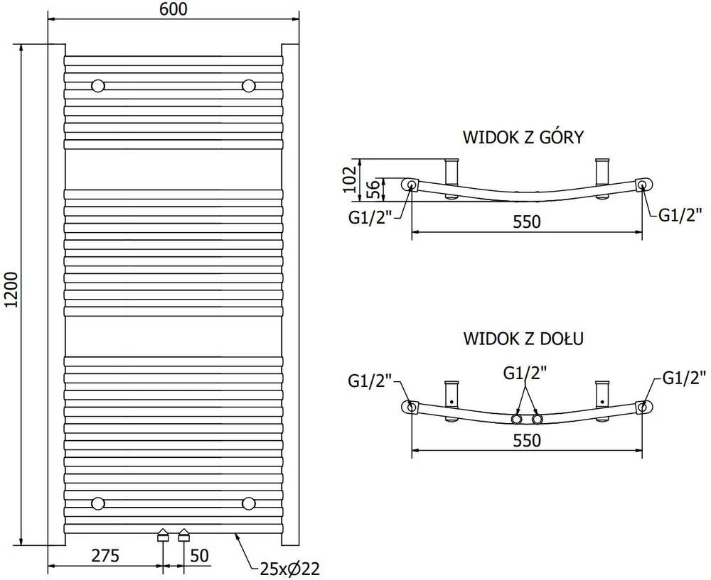 Mexen Ares elektrinis radiatorius, 1200 x 600 mm, 600 W, auksinis