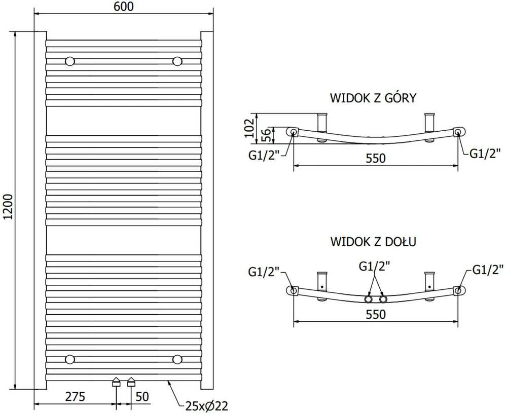 Mexen Ares elektrinis radiatorius, 1200 x 600 mm, 600 W, juodas
