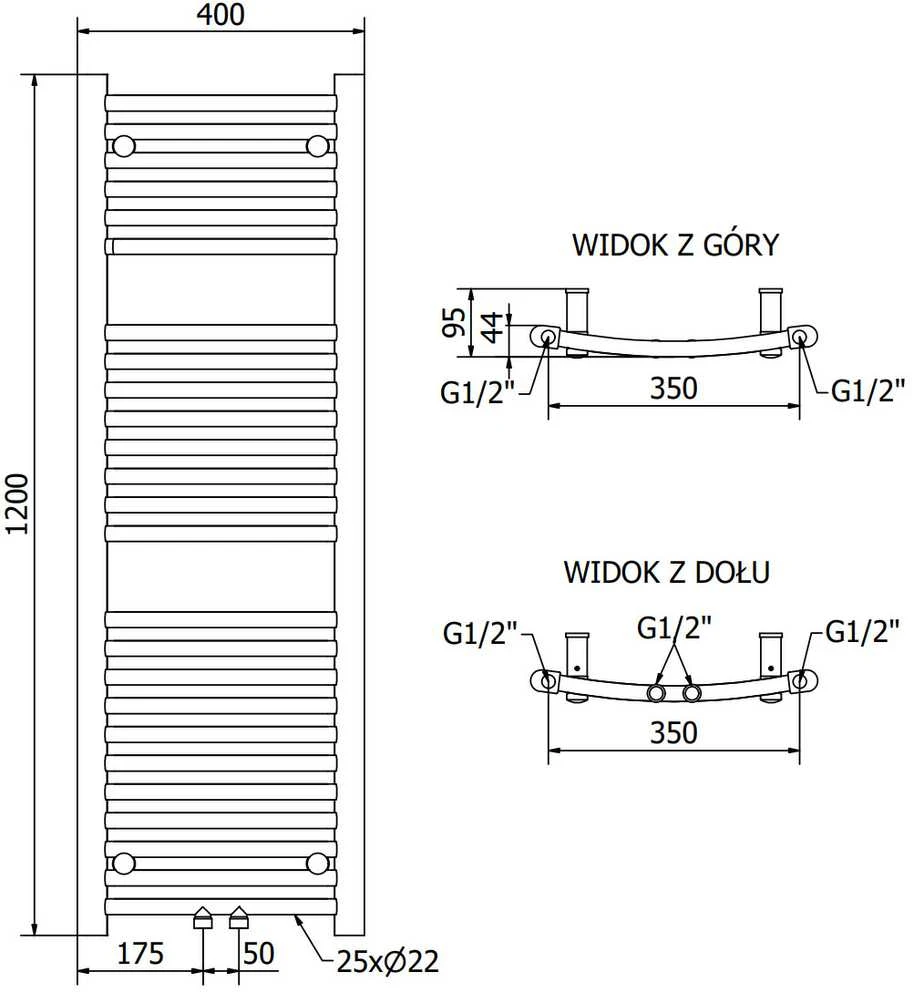 Mexen Ares elektrinis radiatorius, 1200 x 400 mm, 400 W, baltas