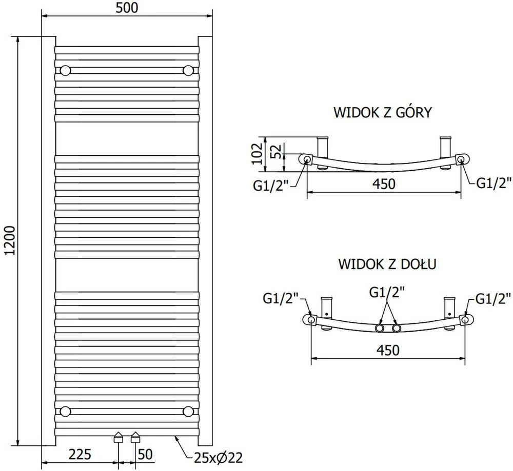 Mexen Ares elektrinis radiatorius, 1200 x 500 mm, 600 W, baltas
