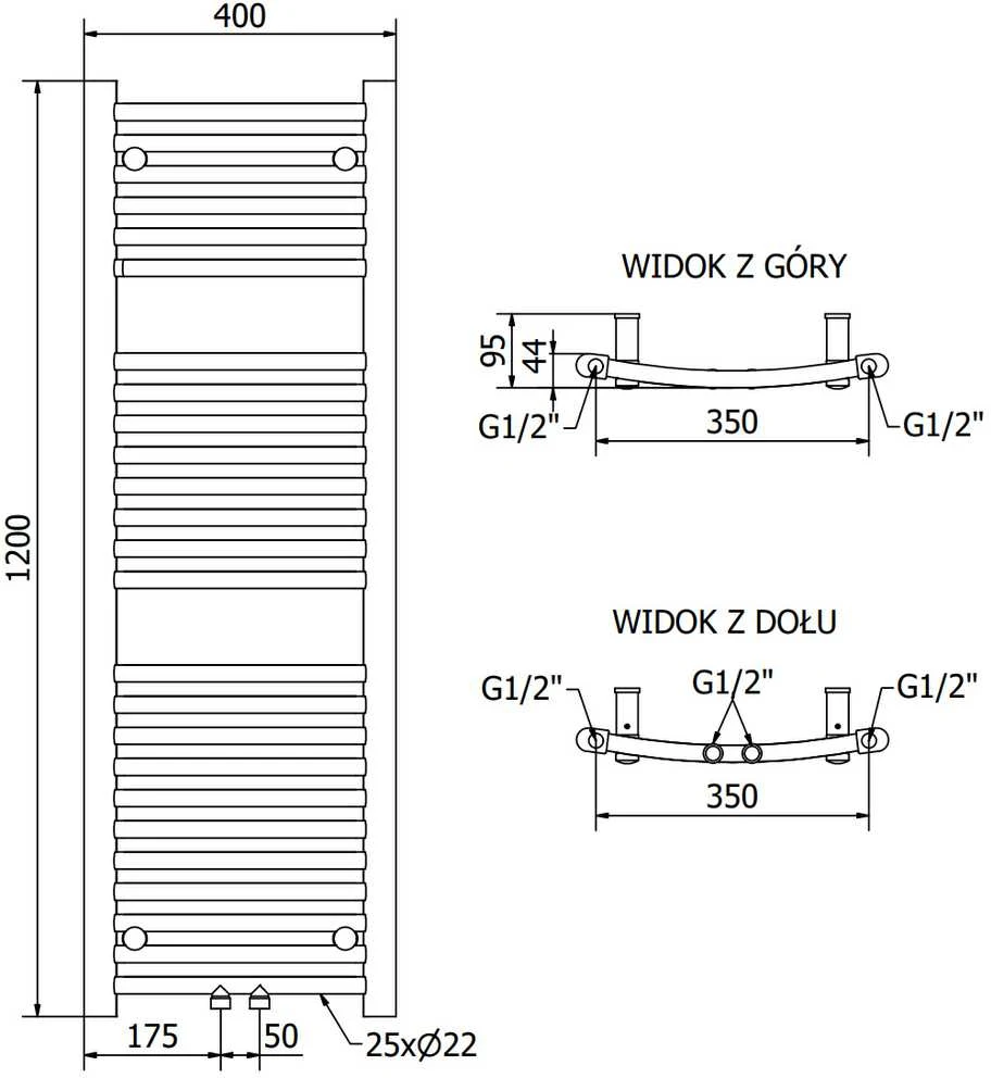 Mexen Ares elektrinis radiatorius, 1200 x 400 mm, 400 W, juodas