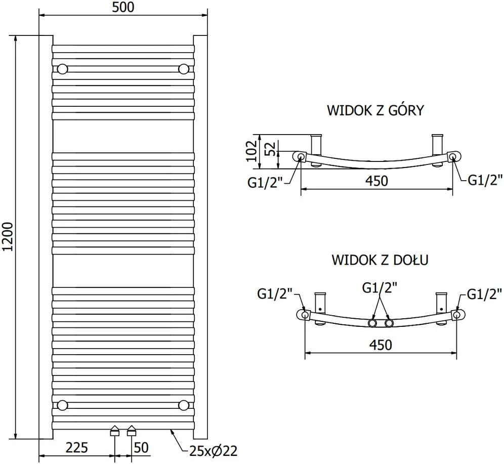 Mexen Ares elektrinis radiatorius, 1200 x 500 mm, 600 W, juodas
