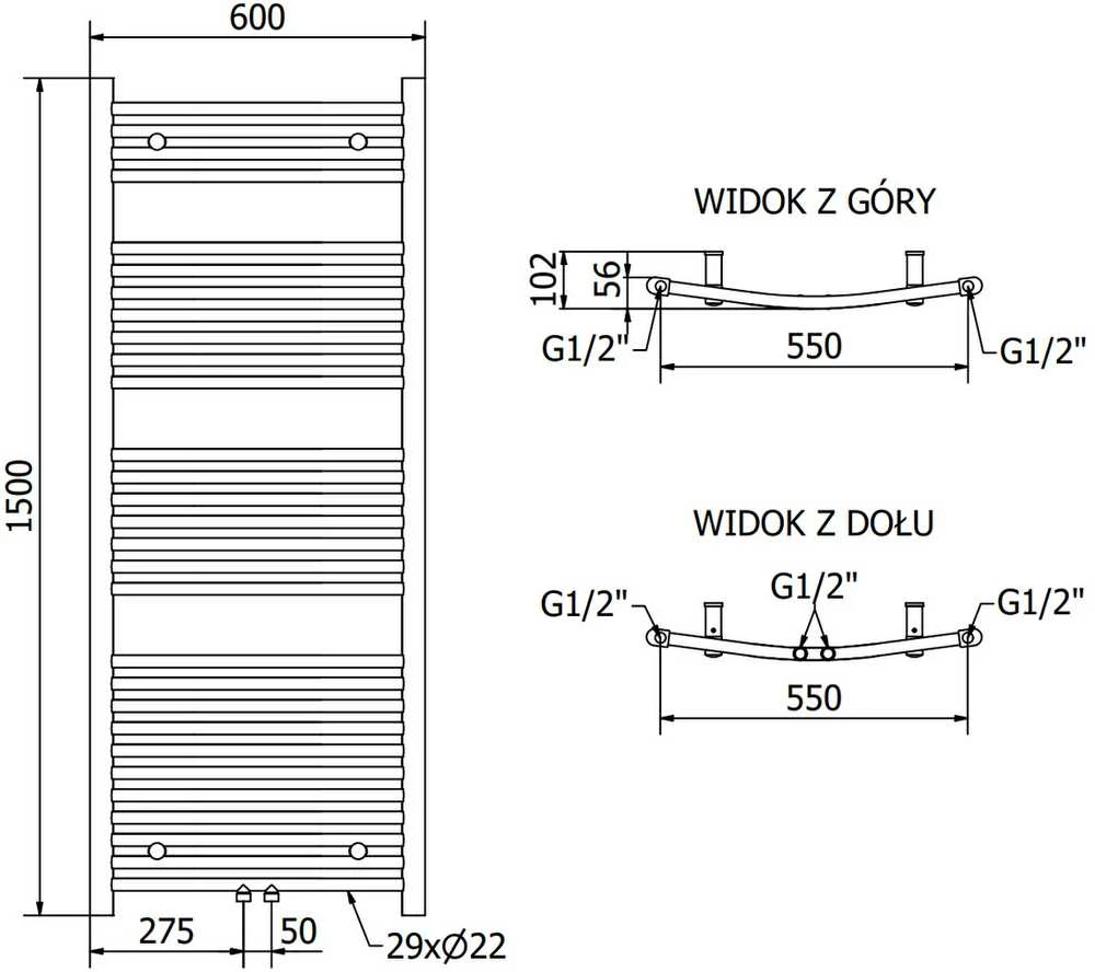 Mexen Ares elektrinis radiatorius, 1500 x 600 mm, 600 W, auksinis