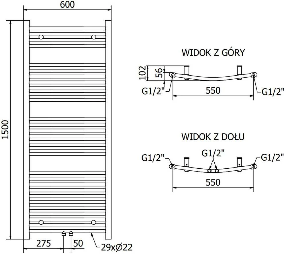 Mexen Ares elektrinis radiatorius, 1500 x 600 mm, 900 W, baltas