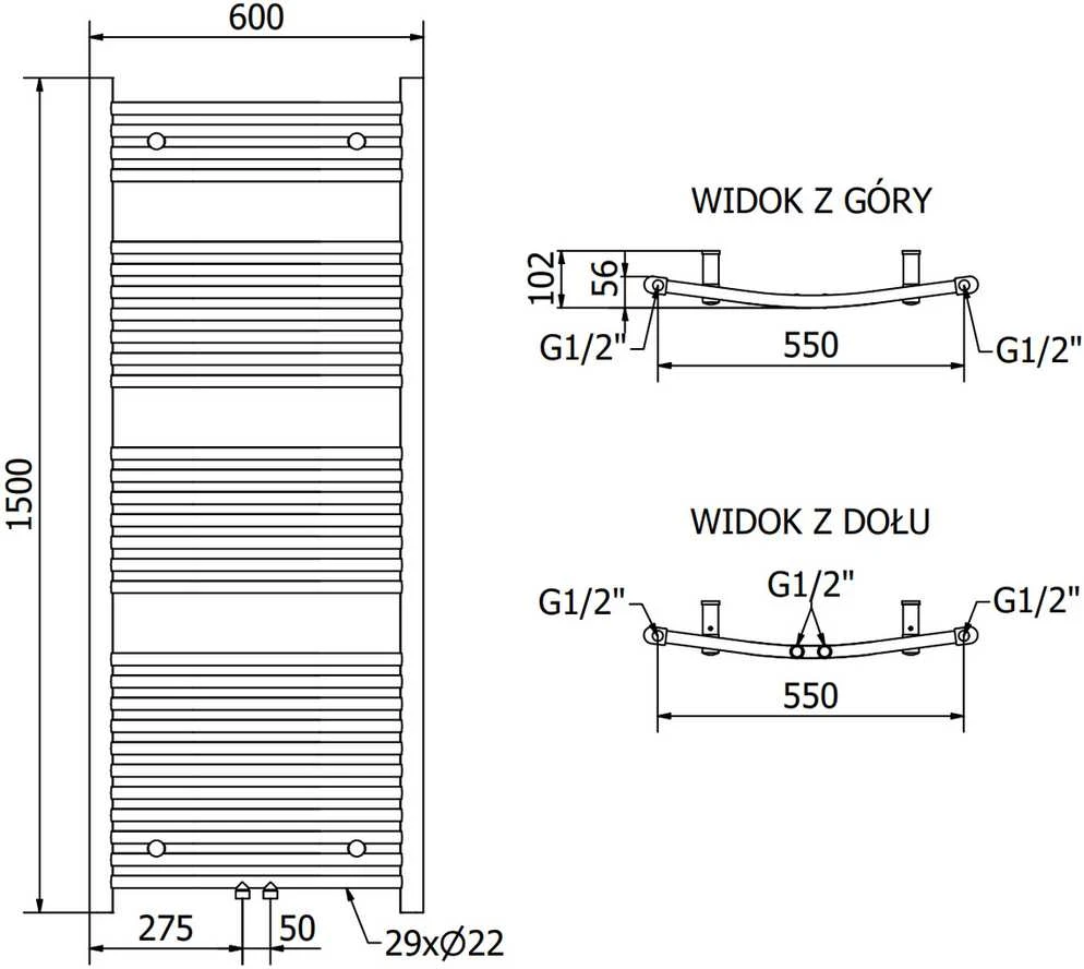 Mexen Ares elektrinis radiatorius, 1500 x 600 mm, 900 W, juodas