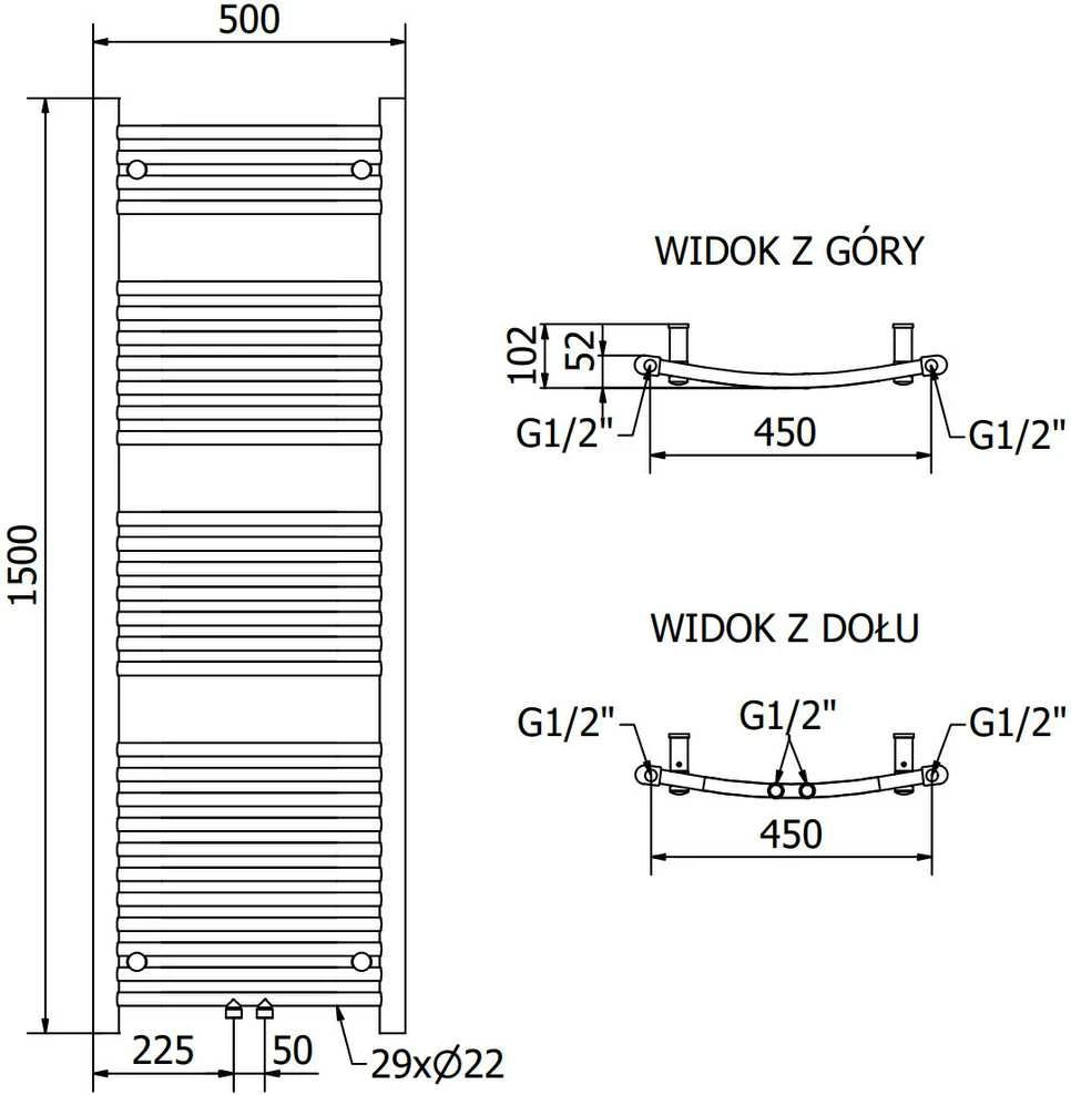 Mexen Ares elektrinis radiatorius, 1500 x 500 mm, 600 W, baltas
