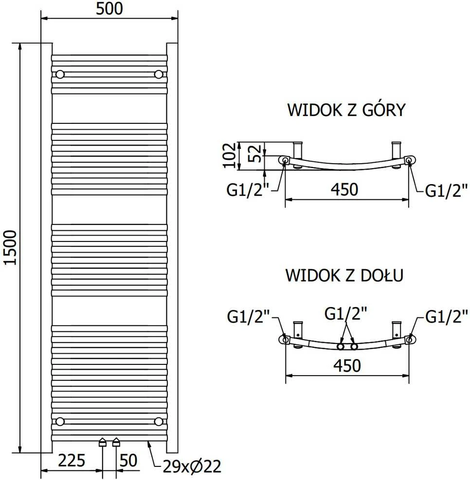 Mexen Ares elektrinis radiatorius, 1500 x 500 mm, 600 W, baltas