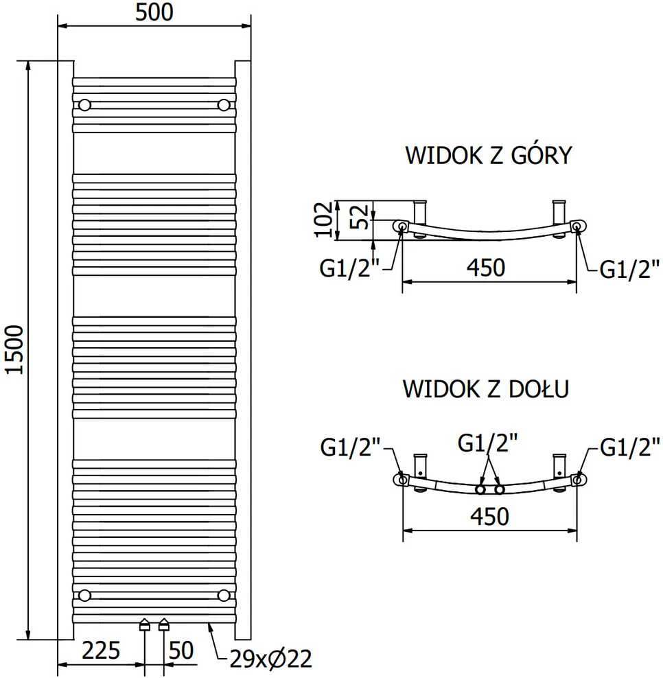 Mexen Ares elektrinis radiatorius, 1500 x 500 mm, 600 W, antracitas