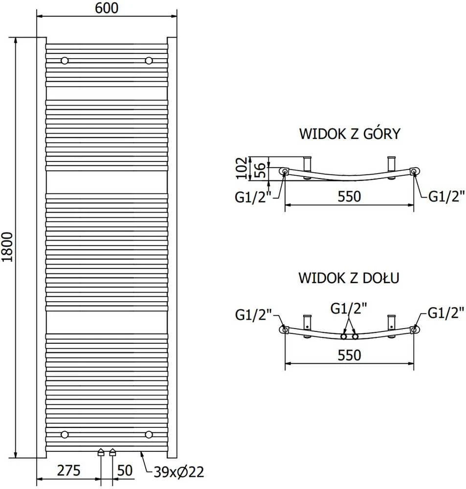 Mexen Ares elektrinis radiatorius, 1800 x 600 mm, 1200 W, juodas