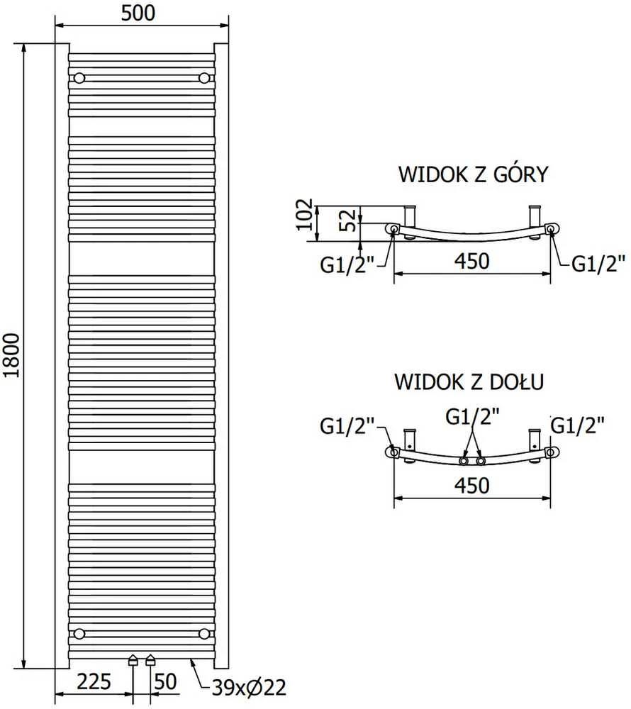 Mexen Ares elektrinis radiatorius, 1800 x 500 mm, 900 W, juodas