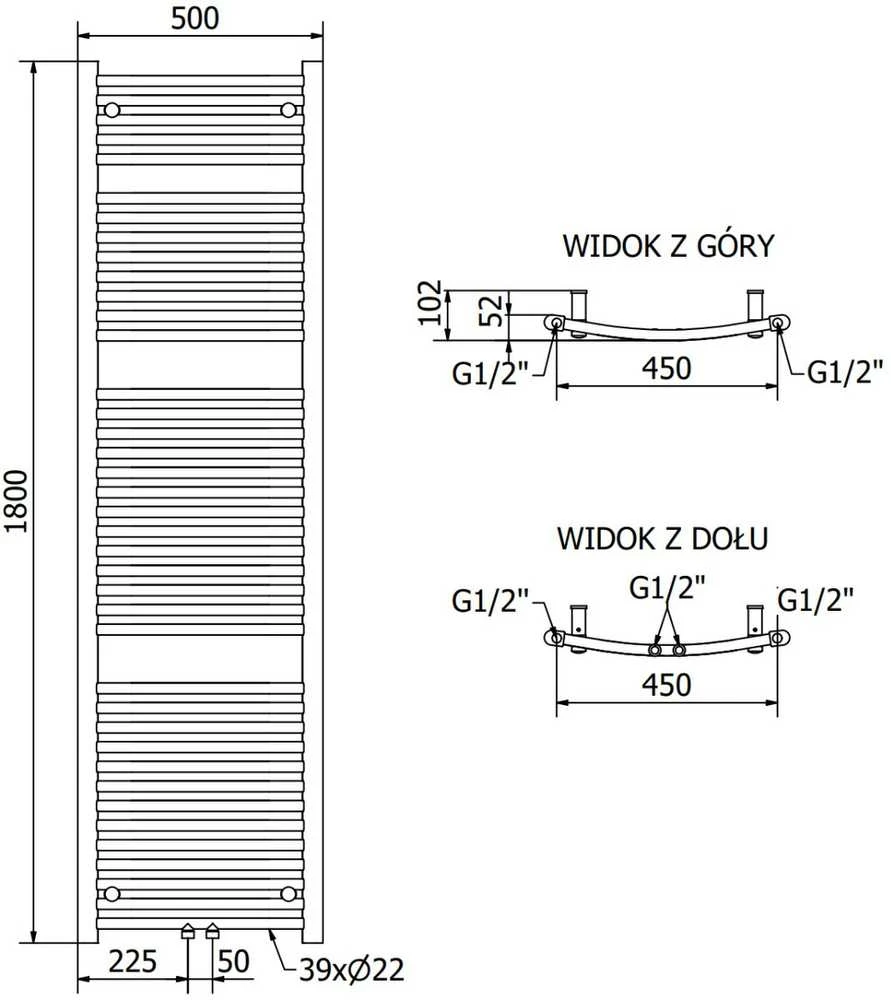 Mexen Ares elektrinis radiatorius, 1800 x 500 mm, 900 W, baltas