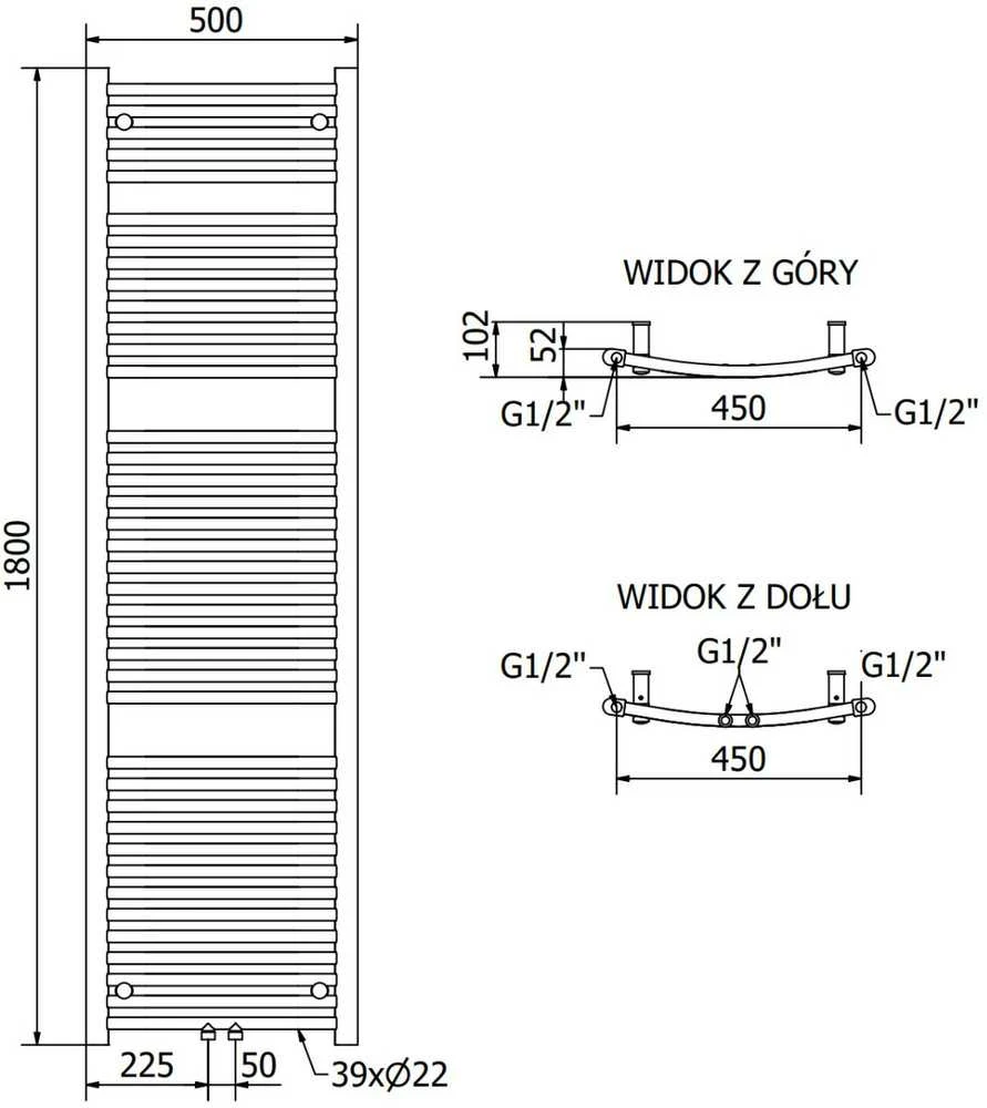 Mexen Ares elektrinis radiatorius 1800 x 500 mm, 900 W, chromo