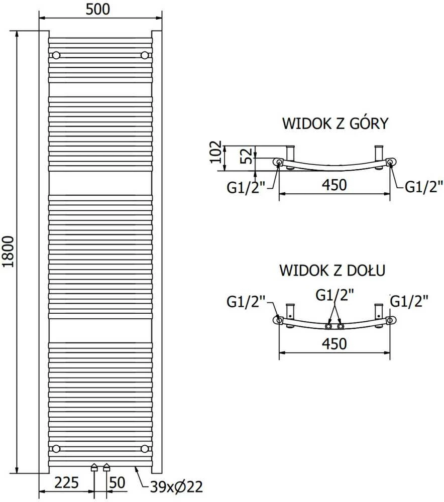 Mexen Ares elektrinis radiatorius 1800 x 500 mm, 900 W, auksinis