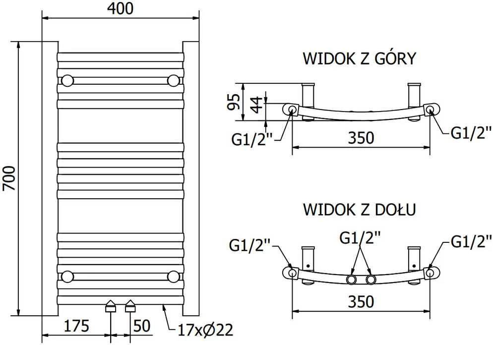 Mexen Ares elektrinis radiatorius, 700 x 400 mm, 300 W, antracitas