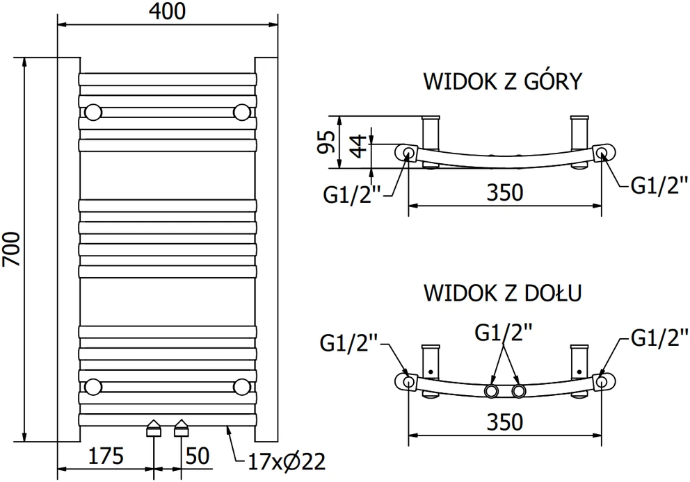 Mexen Ares elektrinis radiatorius, 700 x 400 mm, 300 W, baltas