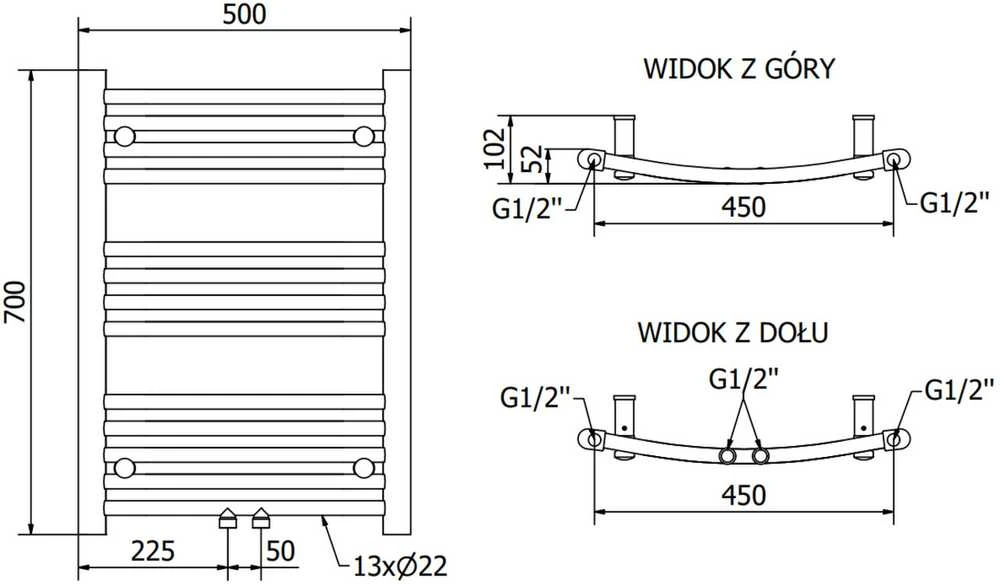 Mexen Ares elektrinis radiatorius, 700 x 500 mm, 300 W, auksinis