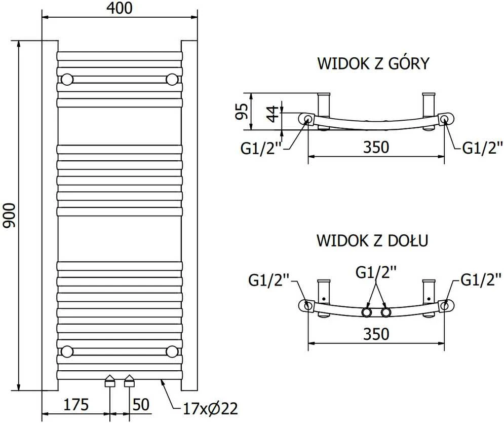 Mexen Ares elektrinis radiatorius, 900 x 400 mm, 300 W, auksinis