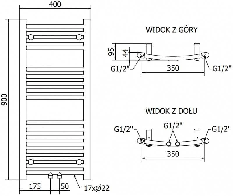Mexen Ares elektrinis radiatorius, 900 x 400 mm, 300 W, juodas