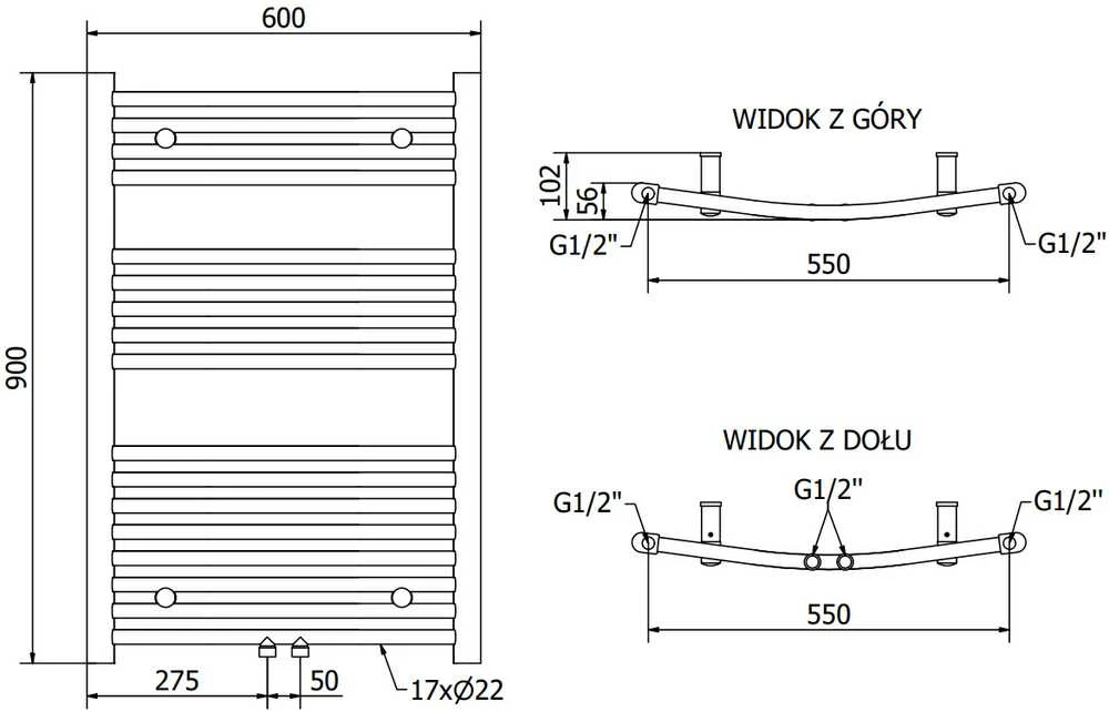 Mexen Ares elektrinis radiatorius, 900 x 600 mm, 300 W, chromo