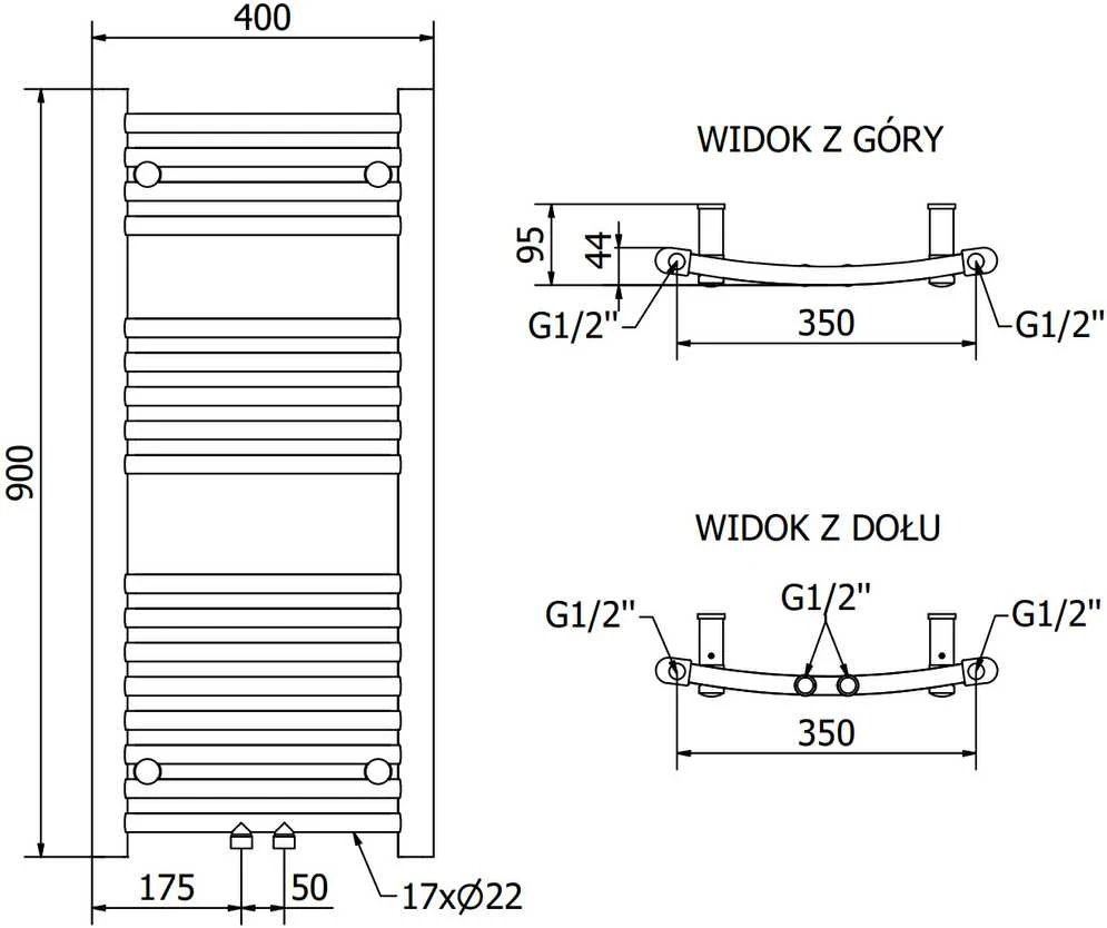 Mexen Ares elektrinis radiatorius, 900 x 400 mm, 300 W, antracitas