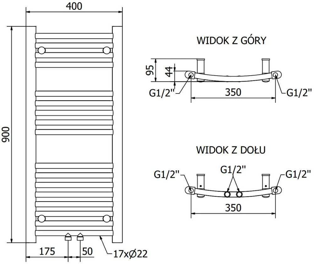 Mexen Ares elektrinis radiatorius 900 x 400 mm, 300 W, juodas