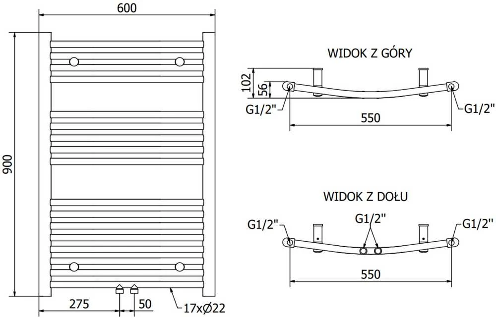 Mexen Ares elektrinis radiatorius, 900 x 600 mm, 300 W, auksinis