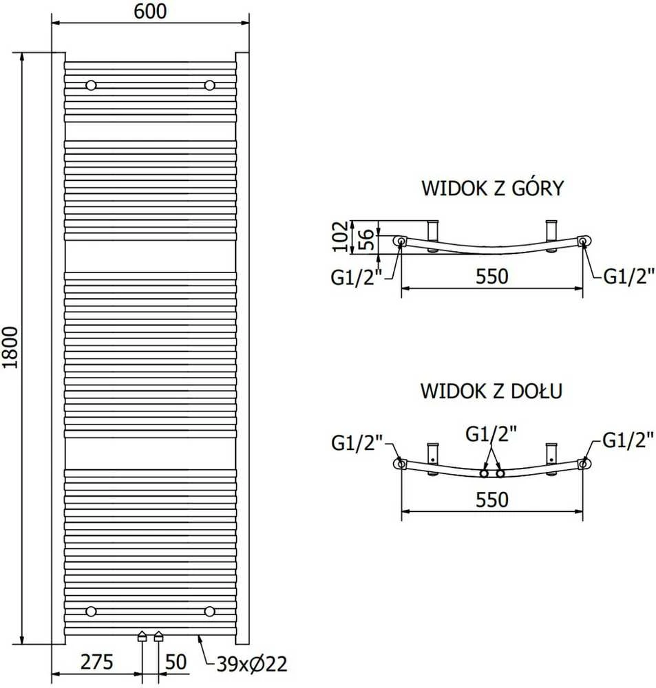 Mexen Ares vonios radiatorius, 1800 x 600 mm, 958 W, baltas